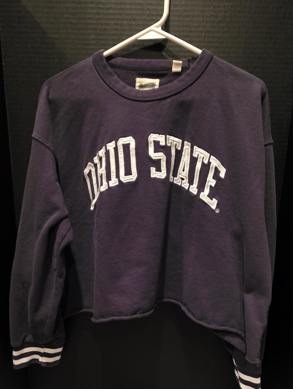 Black Crewneck Sweatshirt with White 'OHIO STATE' Appliqué
